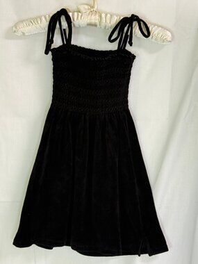 Juicy Couture Girl's Smocked Body Velour Tie Straps Dress - Black - Size 6*